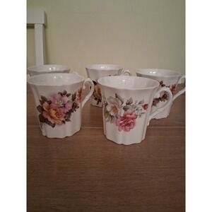 Royal Grafton Fine Bone China 5 Mugs Flowers Made in England Coffee Tea